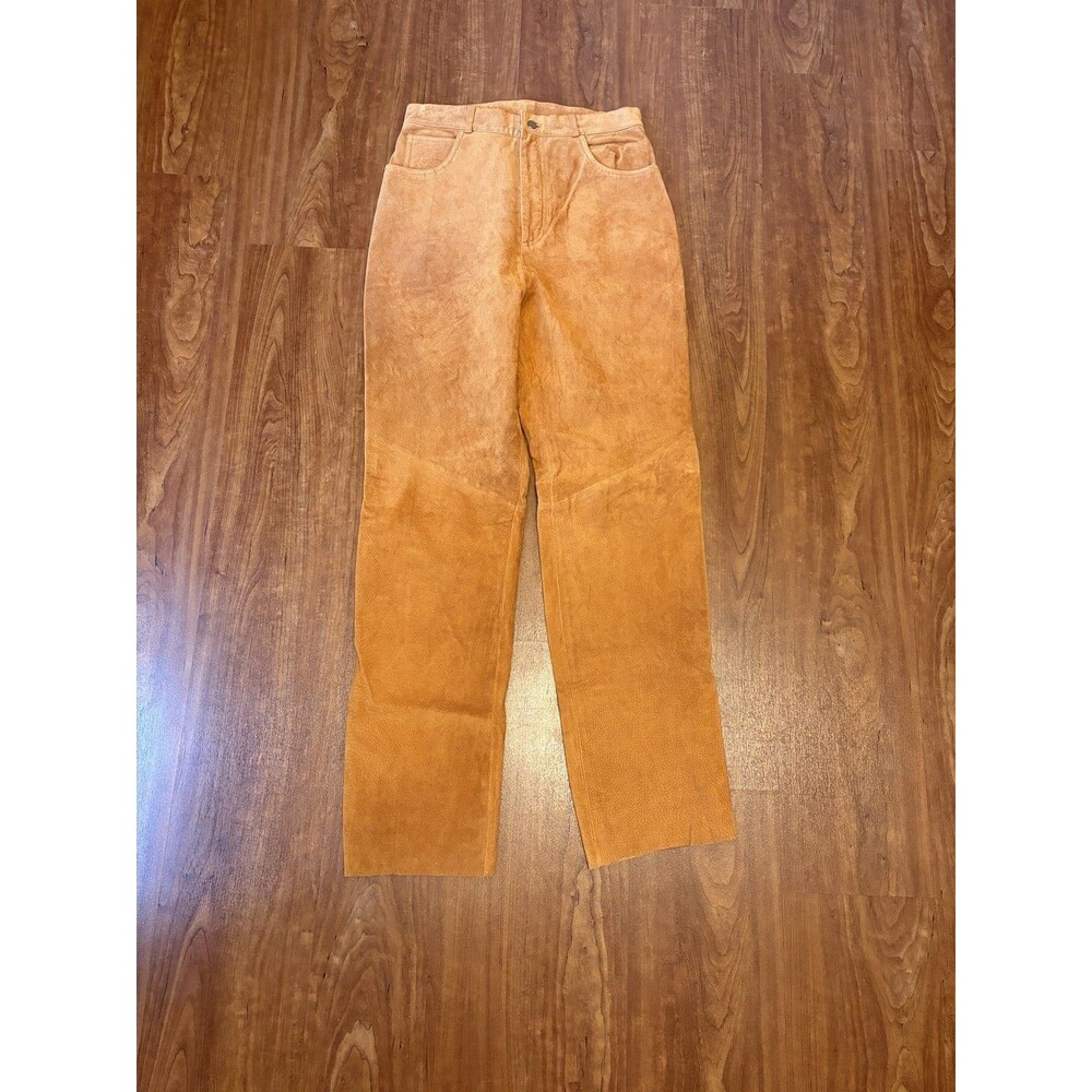 Vintage Danielle Martin Suede Leather Pants Straight Leg Orange Western Size 281